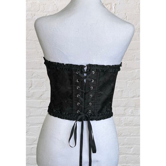 Black Tie Up Corset Top Plus Size 2XL 3XL Whimsigoth Witchy Going Out Clubwear - Picture 4 of 5